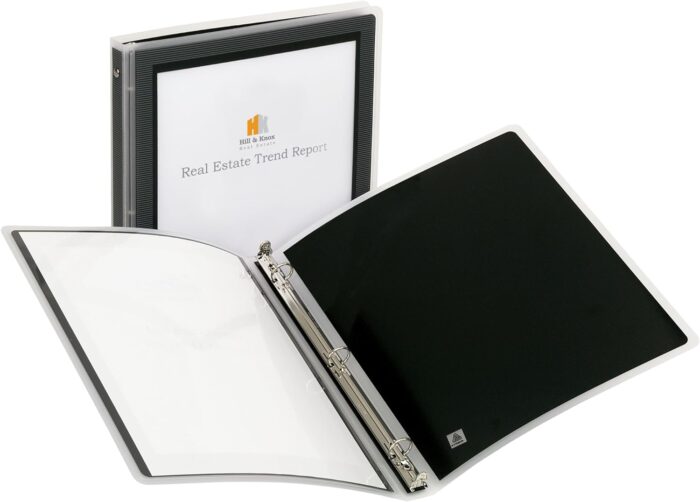 Avery Flexi-View 3 Ring Binder, 1/2 Inch Round Rings, 1 Black Binder (15767) - Image 2