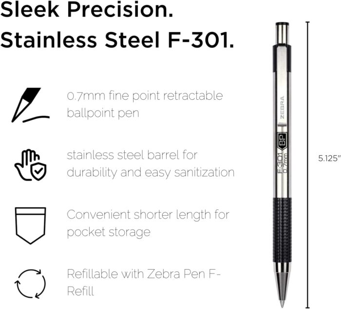 F-301 Retractable Ballpoint Pen, (Pack of 12) - Image 2