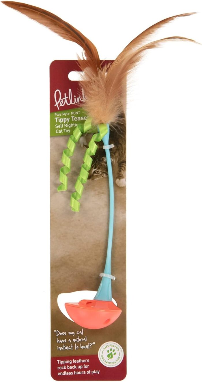 Petlinks Tippy Teaser Self Righting Rocking Feather Cat Toy