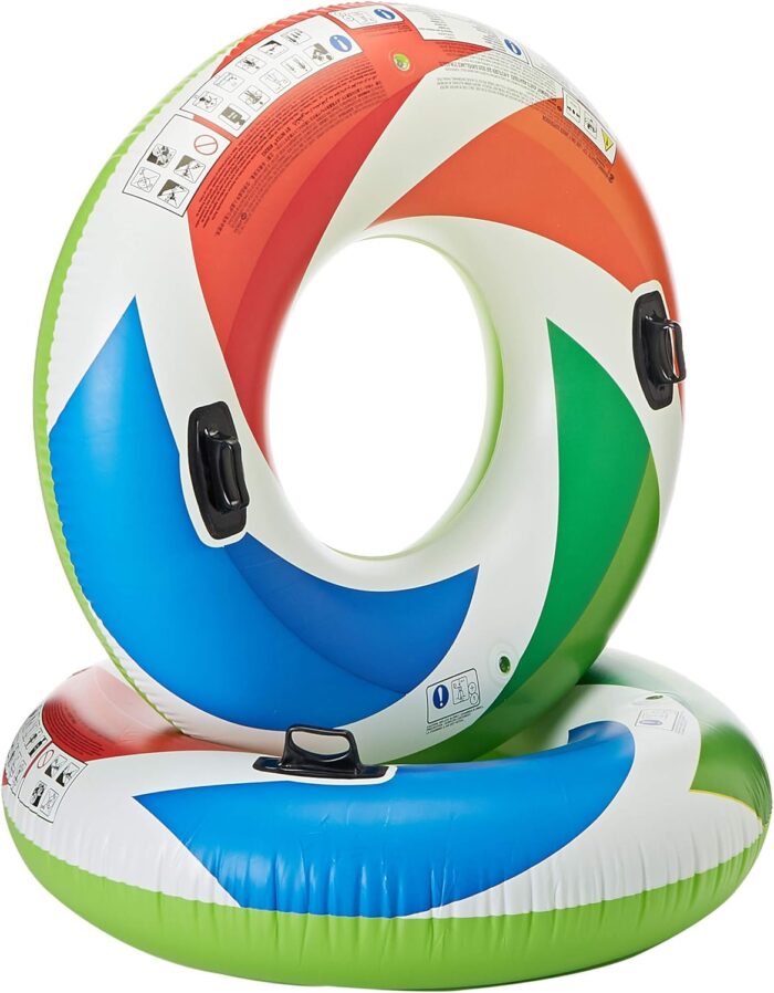 Intex Inflatable Color Whirl Floating Tube Raft w/Handles (Set of 2)