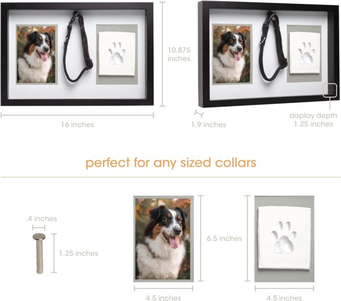 Pearhead Pawprints Collar Frame, Pet Keepsake Photo Frame, Clay Pawprint and Collar Frame - Image 4