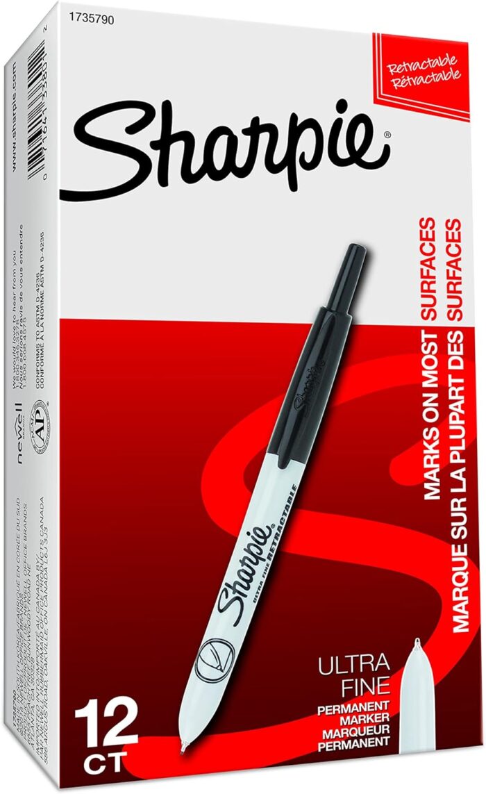 SHARPIE Retractable Permanent Markers, Black, 12 Count - Image 5