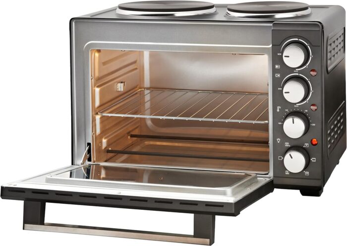 Quest 35379 26L Twin Hob Countertop Rotisserie and Convection Mini Oven