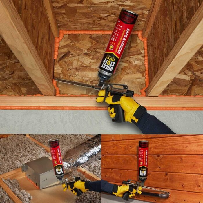 GREAT STUFF PRO Gaps and Cracks - 24oz Fireblock Foam Insulation Sealant, Pack of 12. Closed Cell, Polyurethane Expanding Spray Foam. Seals & Insulates Gaps Up to 3". Applicator Gun Not Included - Image 5