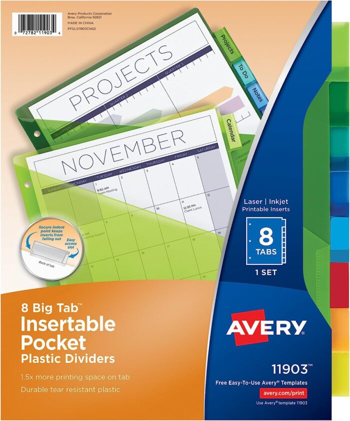 Avery Dividers for 3 Ring Binders,1 Set (11903)