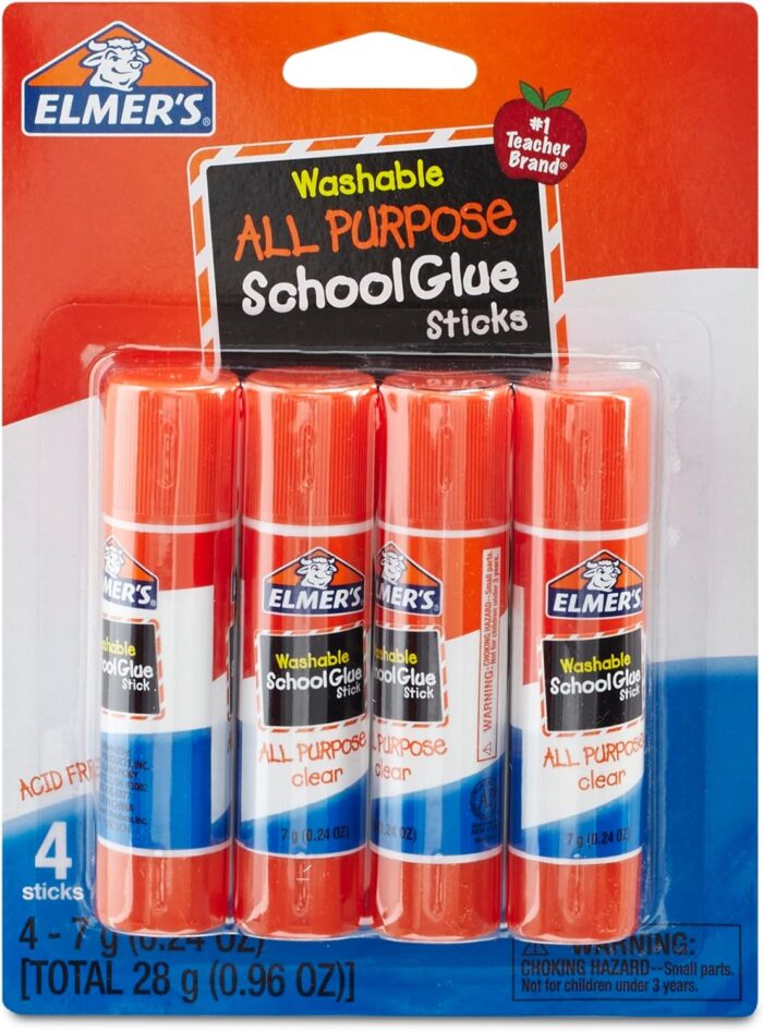 Elmer's All Purpose School Glue Sticks, 4 Pack, 0.24-ounce sticks