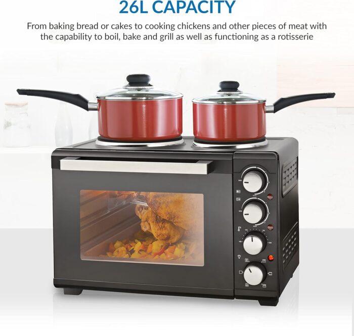 Quest 35379 26L Twin Hob Countertop Rotisserie and Convection Mini Oven - Image 2