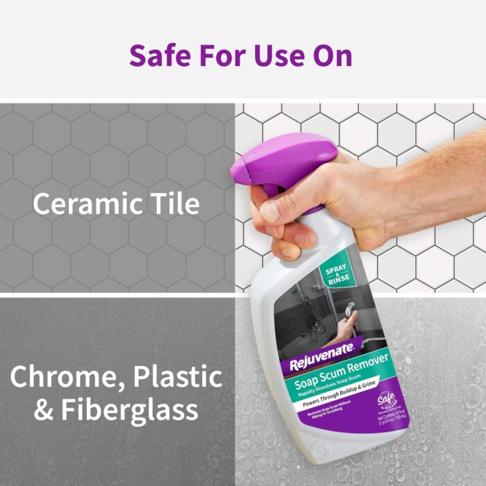 Rejuvenate Scrub Free Soap Scum Remover Shower Glass Door Cleaner Works on Ceramic Tile, Chrome, Plastic and More 24oz - Image 8