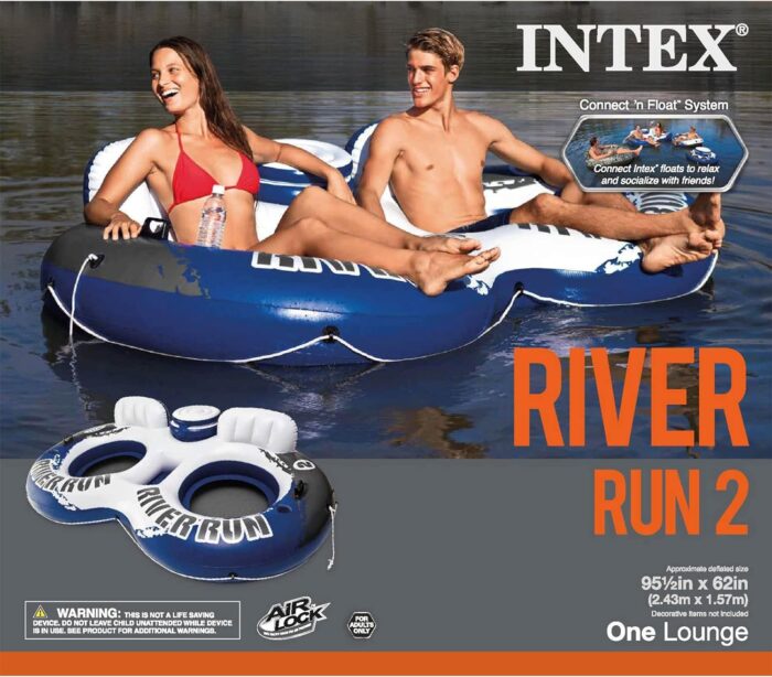 Intex River Run II Model 58837EP 18 Gauge Lightweight Durable Water Tube and Cup Holder - Image 8