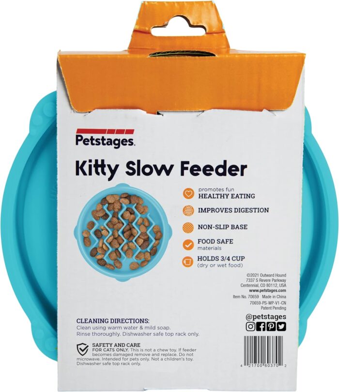 Catstages Cat Slow Feeder Cat Bowl, Blue - Image 9