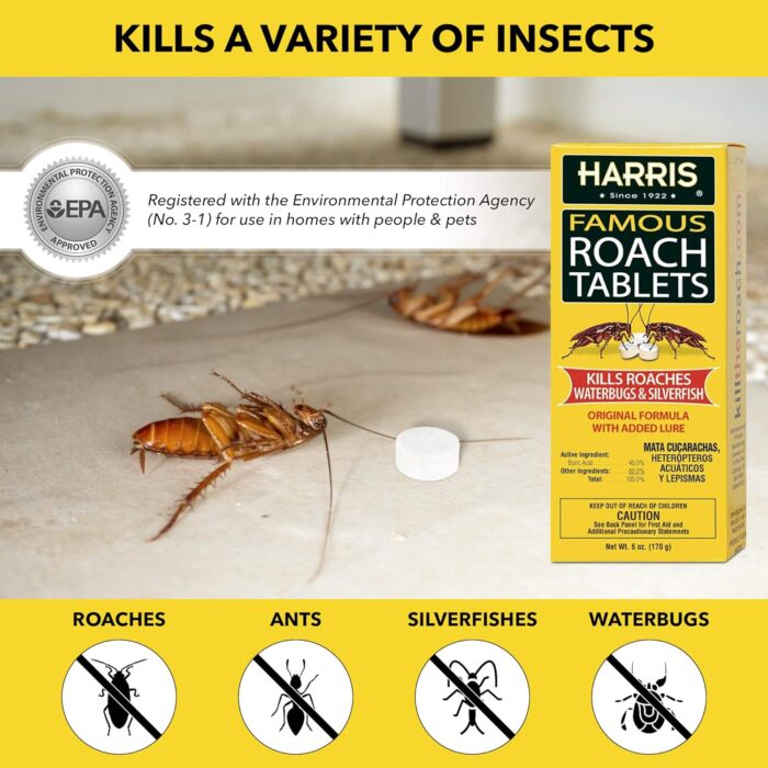 Harris Roach Tablets, Boric Acid Roach and Insects Killer with Lure (6oz, 145 Tablets) - Image 3