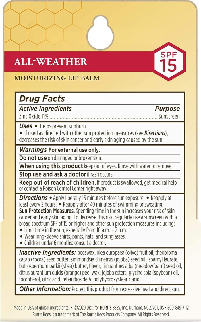 Burt's Bees All Weather SPF 15 Lip Balm - Image 4