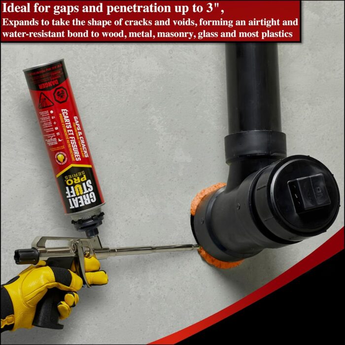 GREAT STUFF PRO Gaps and Cracks - 24oz Fireblock Foam Insulation Sealant, Pack of 12. Closed Cell, Polyurethane Expanding Spray Foam. Seals & Insulates Gaps Up to 3". Applicator Gun Not Included - Image 2