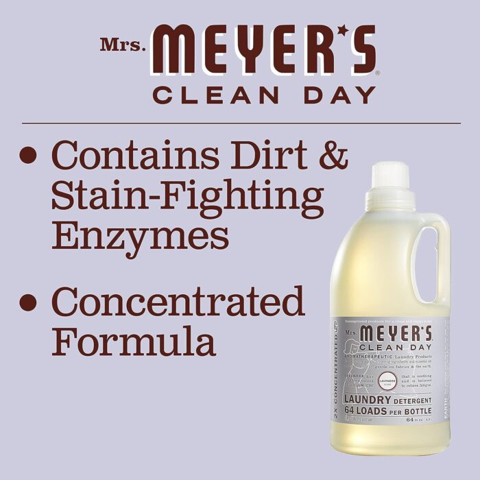 MRS. MEYER'S CLEAN DAY Liquid Laundry Detergent, Biodegradable Formula Infused with Essential Oils, Lavender, 64 oz (64 Loads) - Image 5