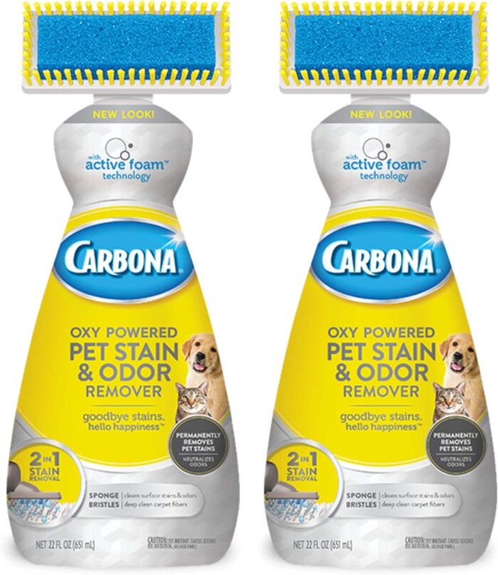 Carbona Oxy-Powered Pet Stain & Odor Remover w/ Active Foam Technology | 22 Fl Oz, 2 Pack