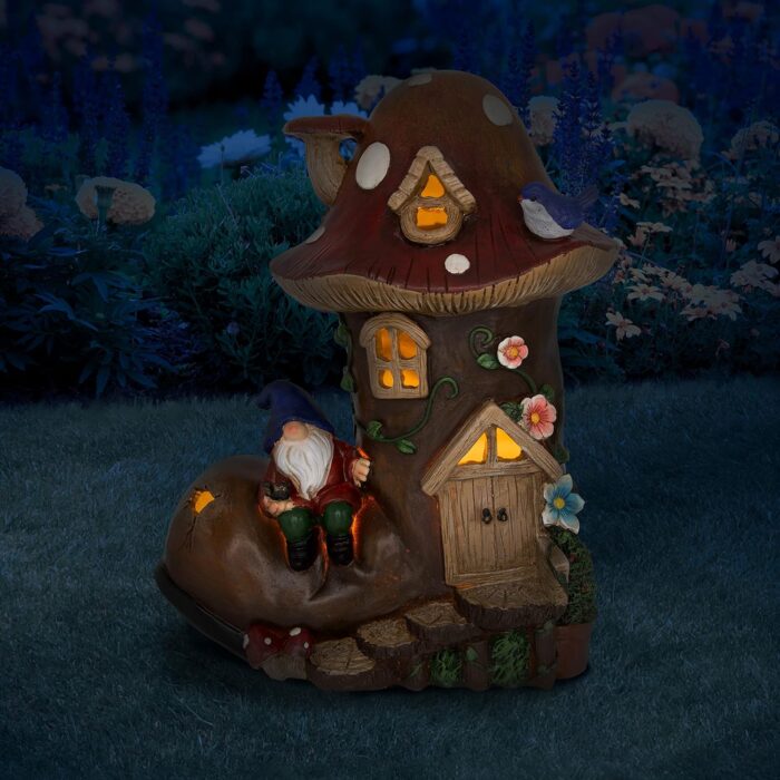 GardenKraft 10929 Solar Light-Up Gnome House Decoration - Image 5