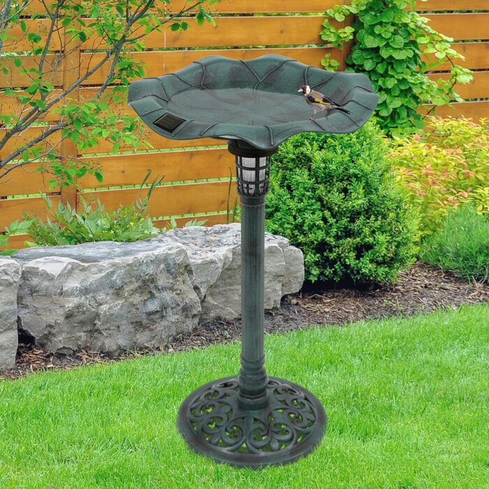 GardenKraft 17430 Bird Bath with Solar Powered Light & Verdigris Metal Effect - Image 9