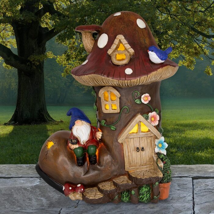 GardenKraft 10929 Solar Light-Up Gnome House Decoration - Image 2