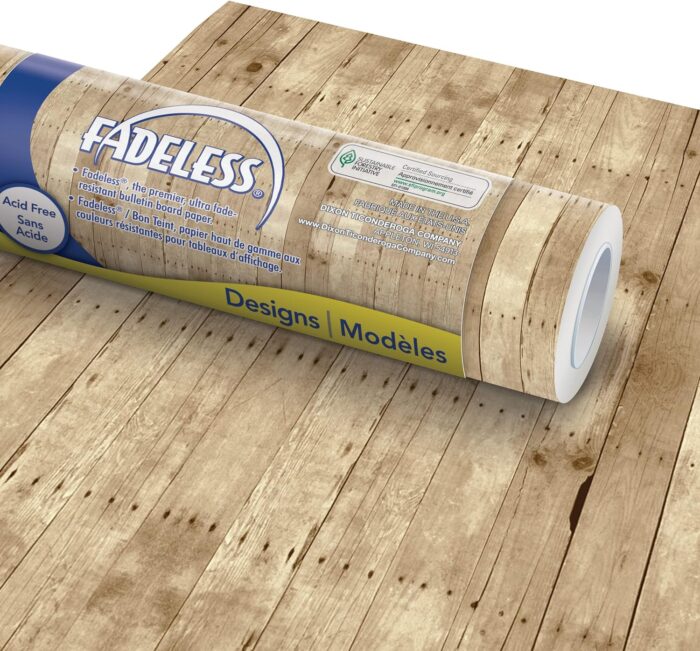 Fadeless Bulletin Board Paper, Fade-Resistant Paper for Classroom Decor, 48 x 50, Weathered Wood, 1 Roll