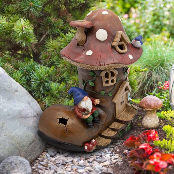 GardenKraft 10929 Solar Light-Up Gnome House Decoration - Image 3